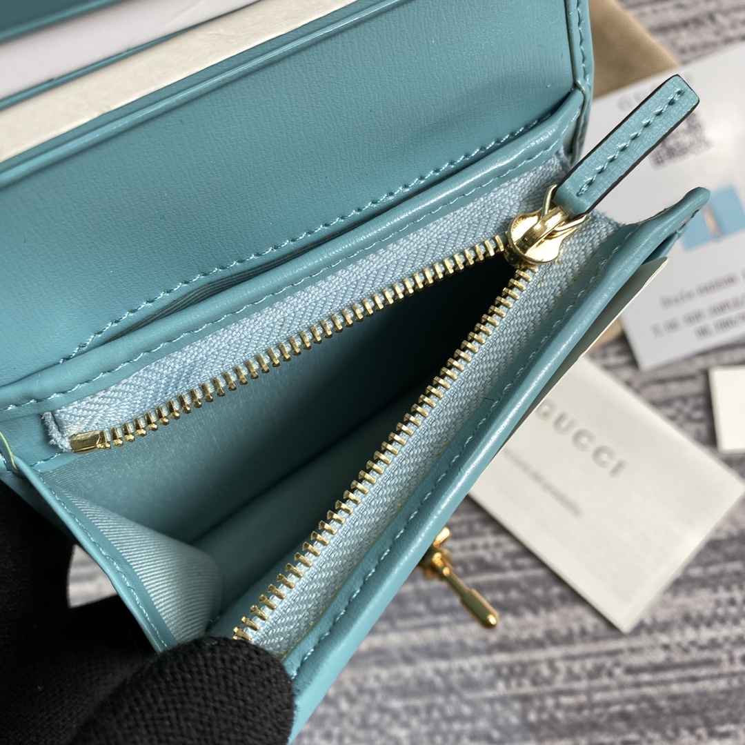 Gucci Jackie 1961 Card Case Wallet 645536 Light Blue